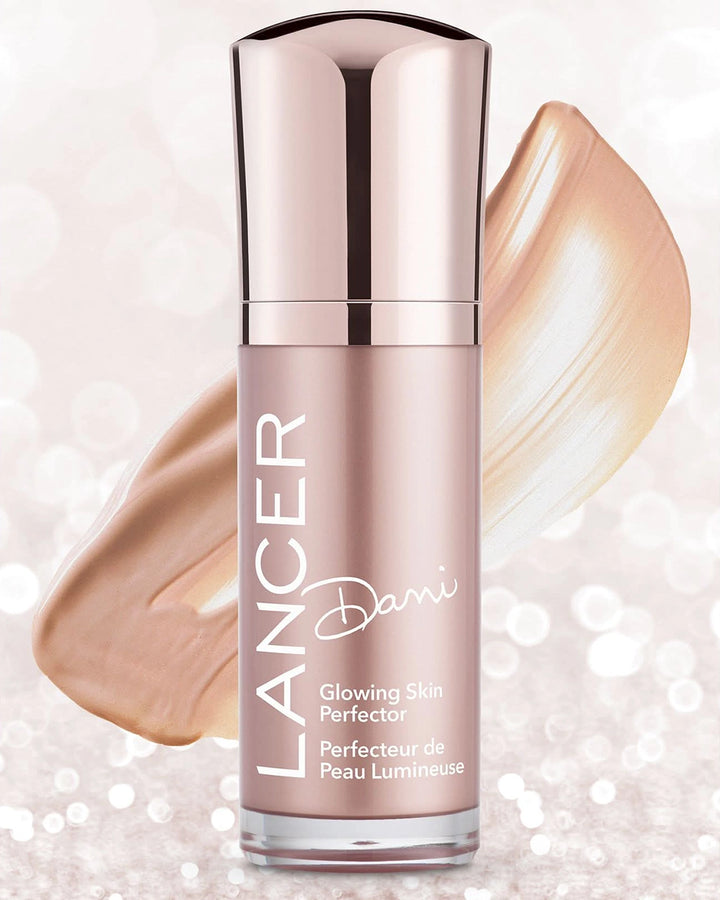 Lancer skincare product with a swatch on a light background