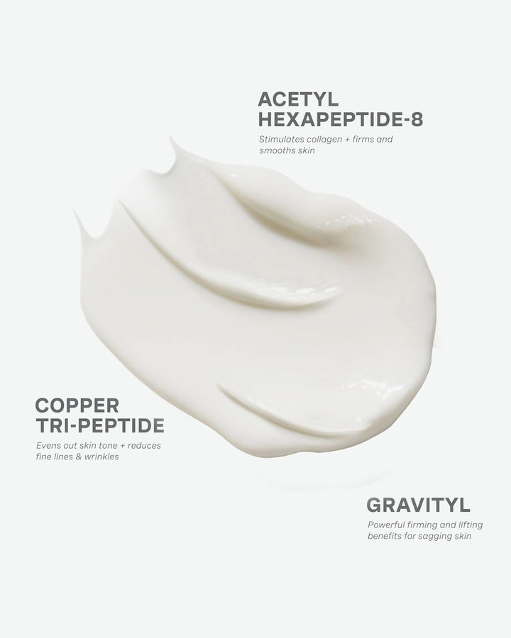 White cream with text on a light gray background