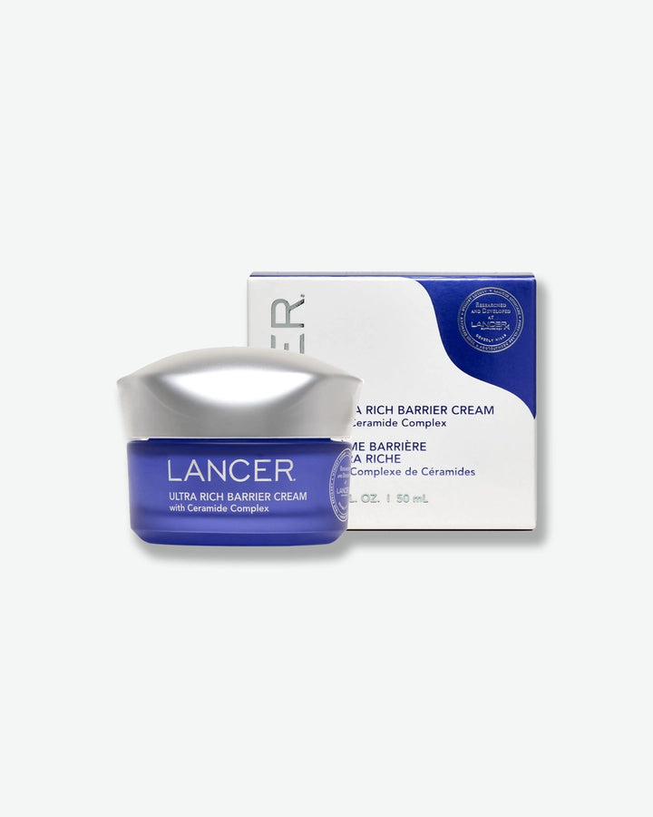 Lancer Ultra Rich Barrier Cream jar and packaging on a white background