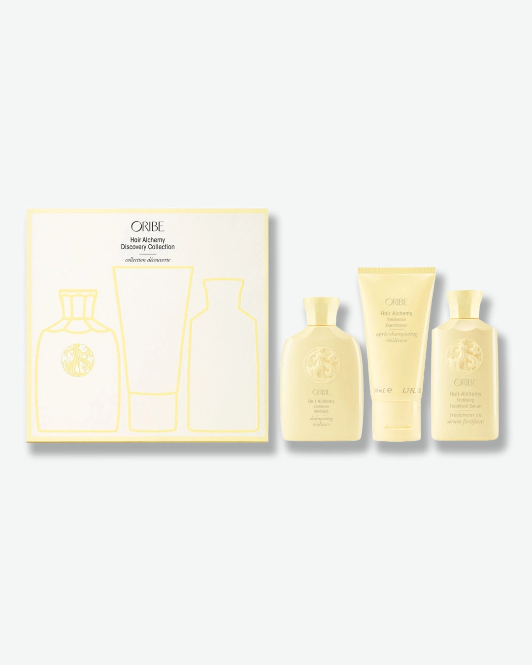 Coffret with bottles and packaging on a white background