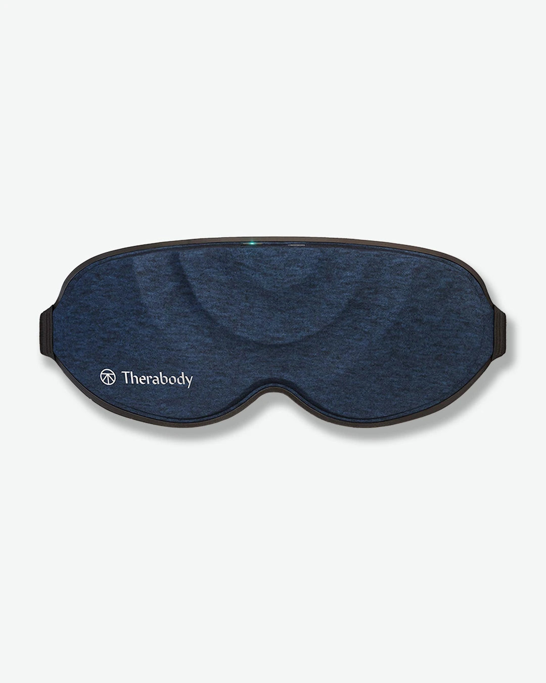 Blue sleep mask with Therabody logo on a white background