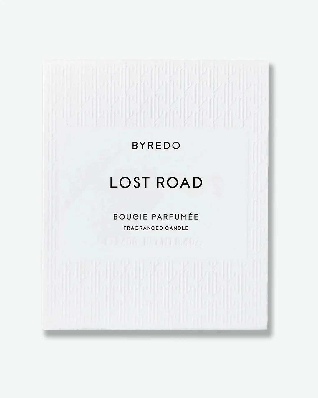 Byredo Lost Road fragranced candle packaging on a white background