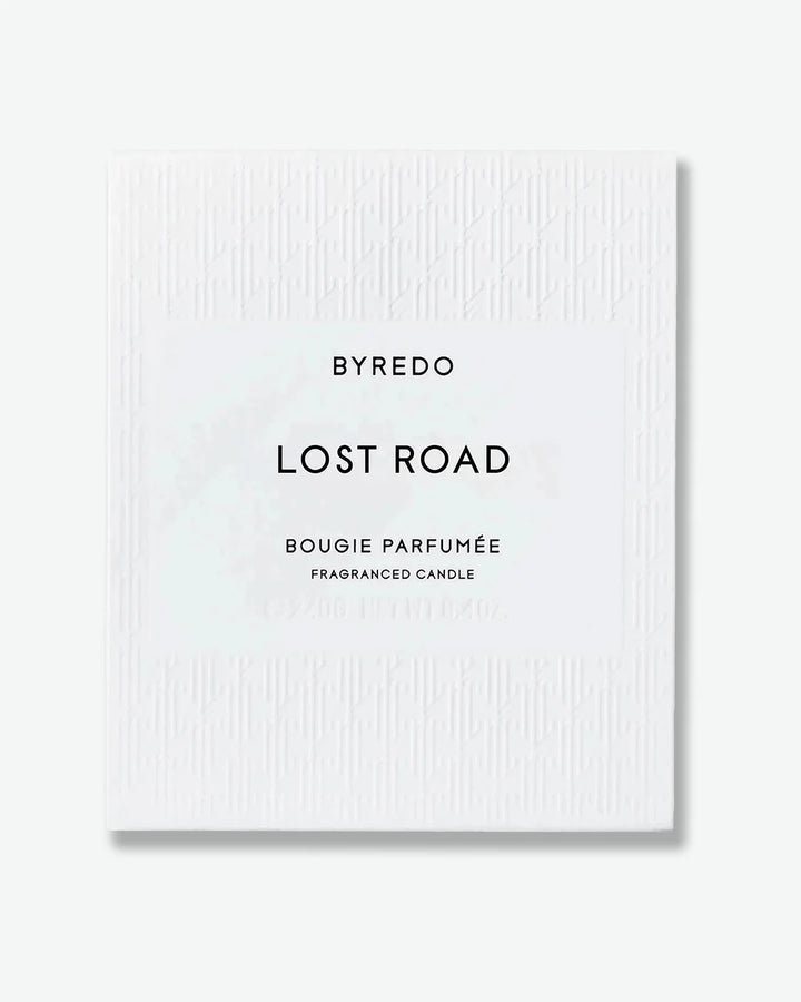 Byredo Lost Road fragranced candle packaging on a white background