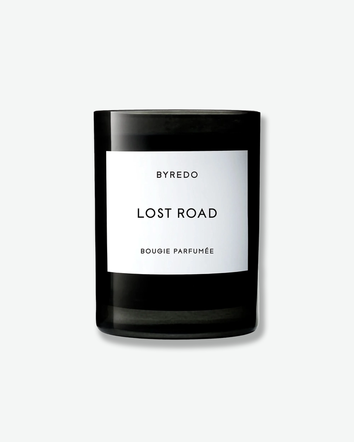 Byredo Lost Road candle on a white background