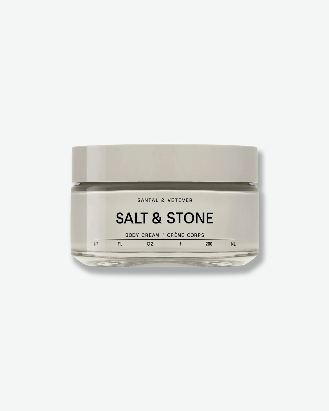Jar of Salt & Stone body cream on a white background