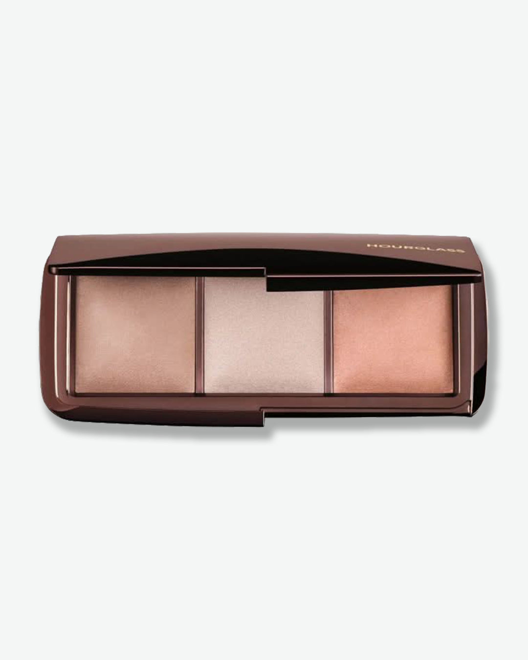 Makeup palette with three shades on a white background