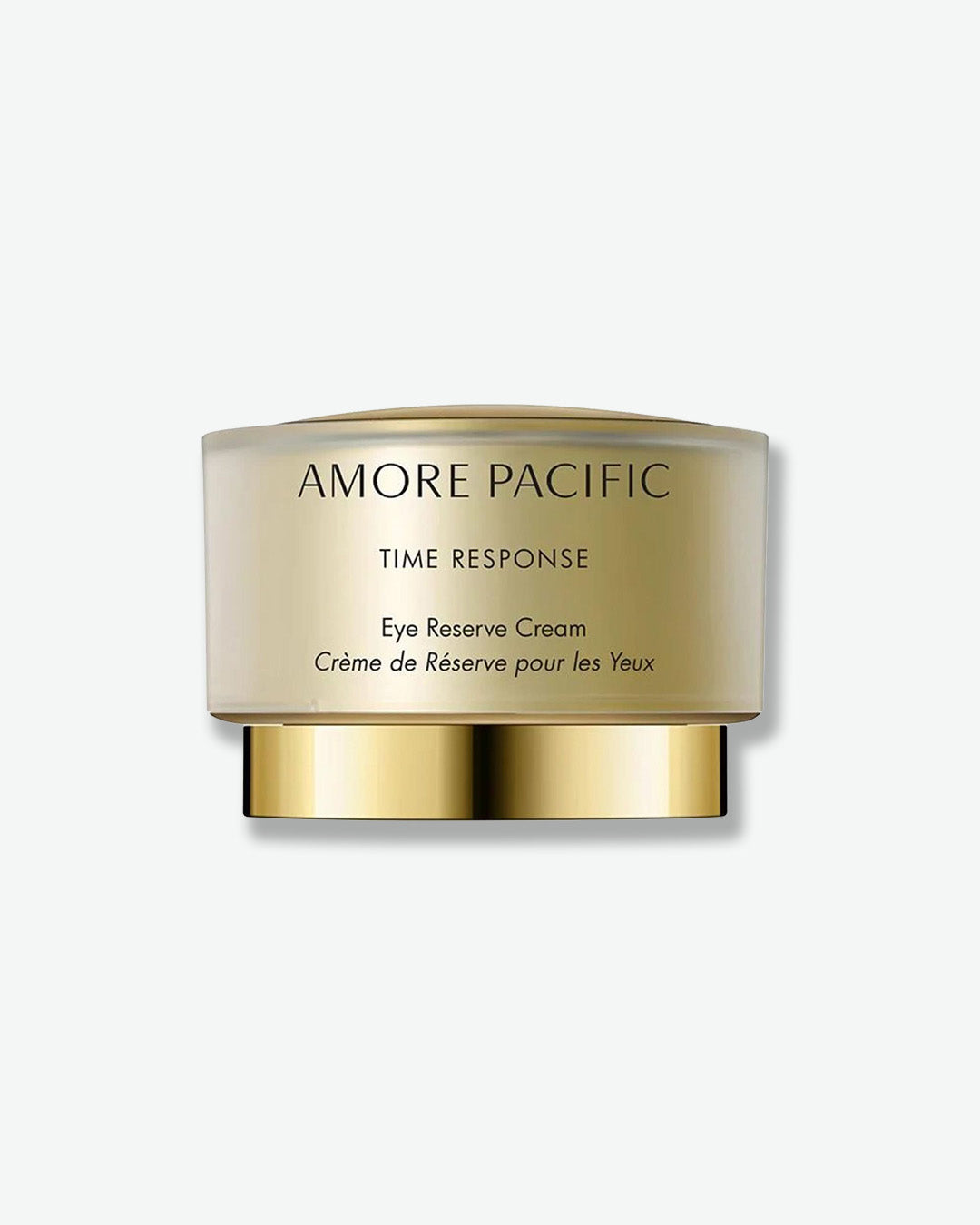 Amore Pacific Time Response Eye Reserve Cream jar on a light gray background