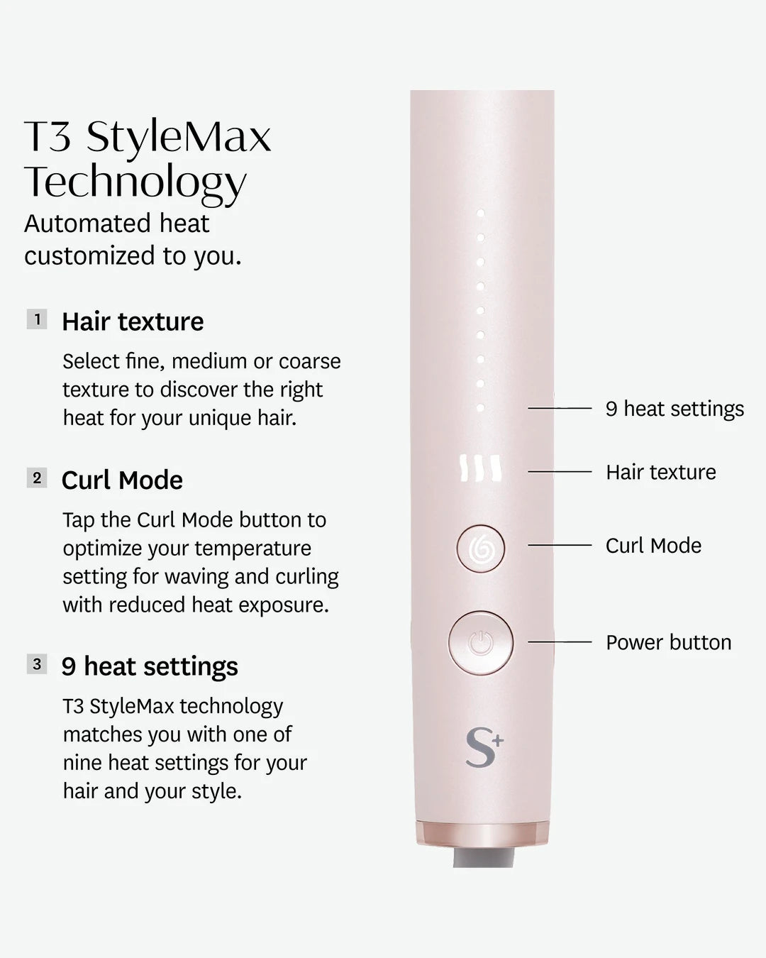 T3 Singlepass Stylemax Flat Iron 1" Satin Blush