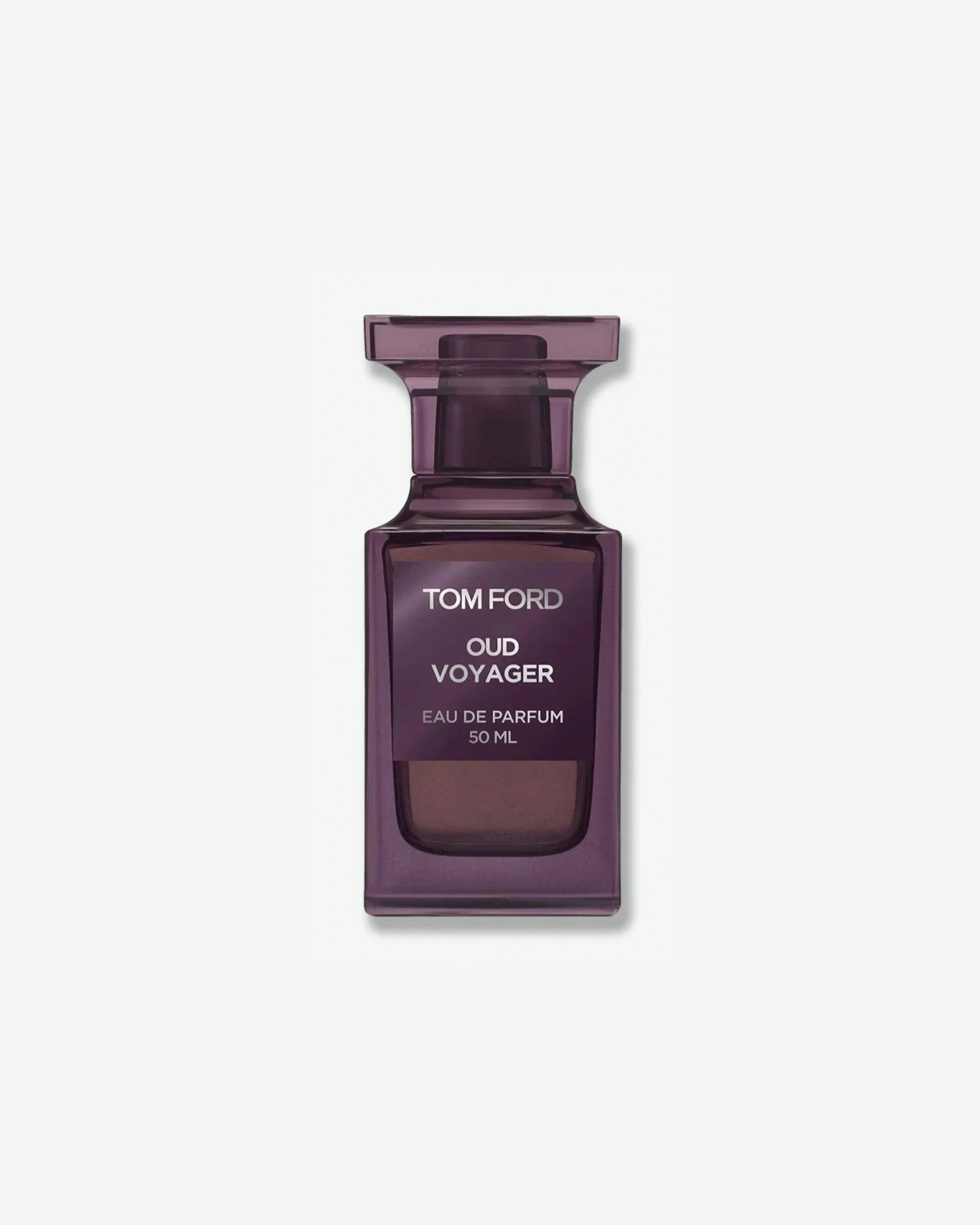 Tom Ford Oud Voyager perfume bottle on a light gray background