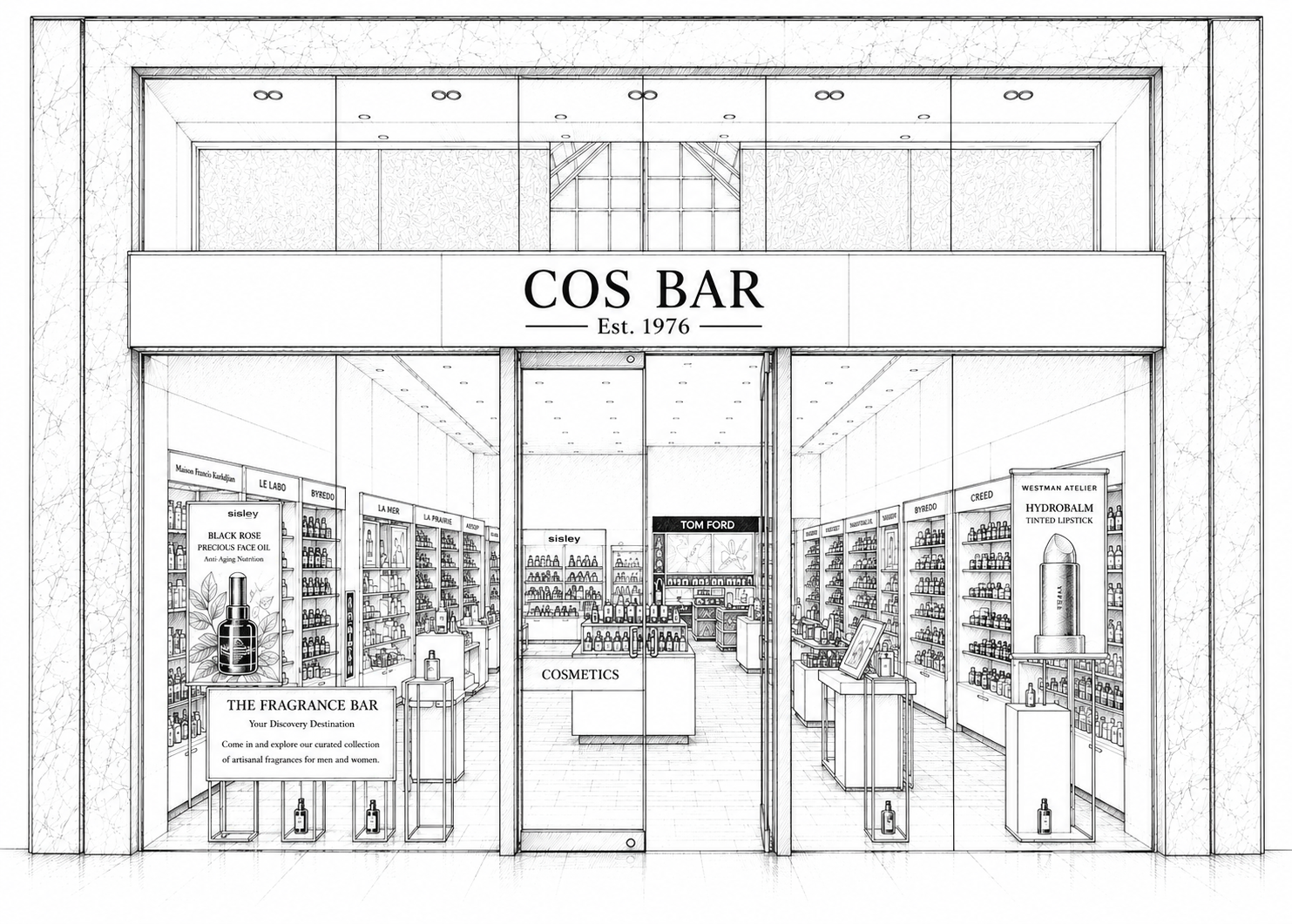 Sketch of Cos Bar Brookfiend Store