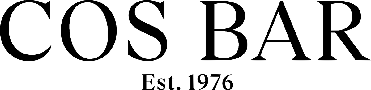 Black serif text reading 'COS BAR' with smaller 'Est. 1976' underneath, shown on a plain white background.