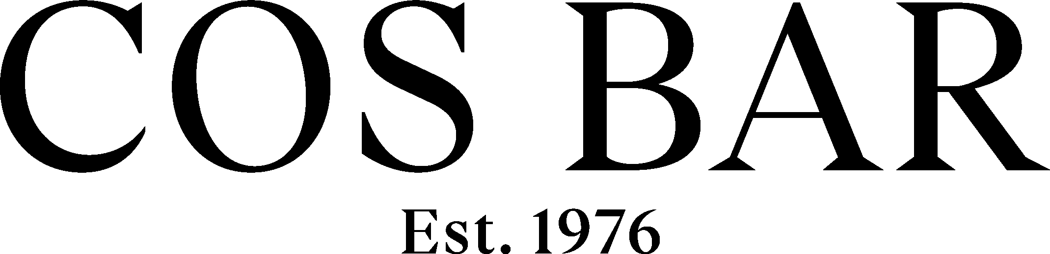 Black serif text reading 'COS BAR' with smaller 'Est. 1976' underneath, on a white background.